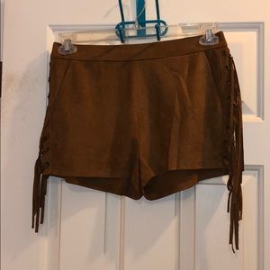 Suede Fringe Shorts